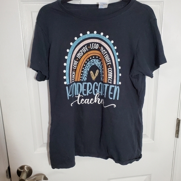 KINDERGARTEN Teacher Boho Rainbow Tee - Picture 3 of 5